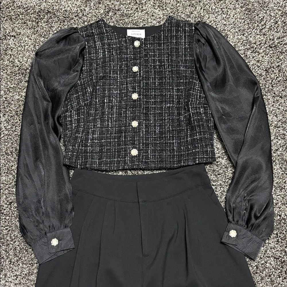 A.Peach Blouse & Trouser Set S - Picture 3 of 16